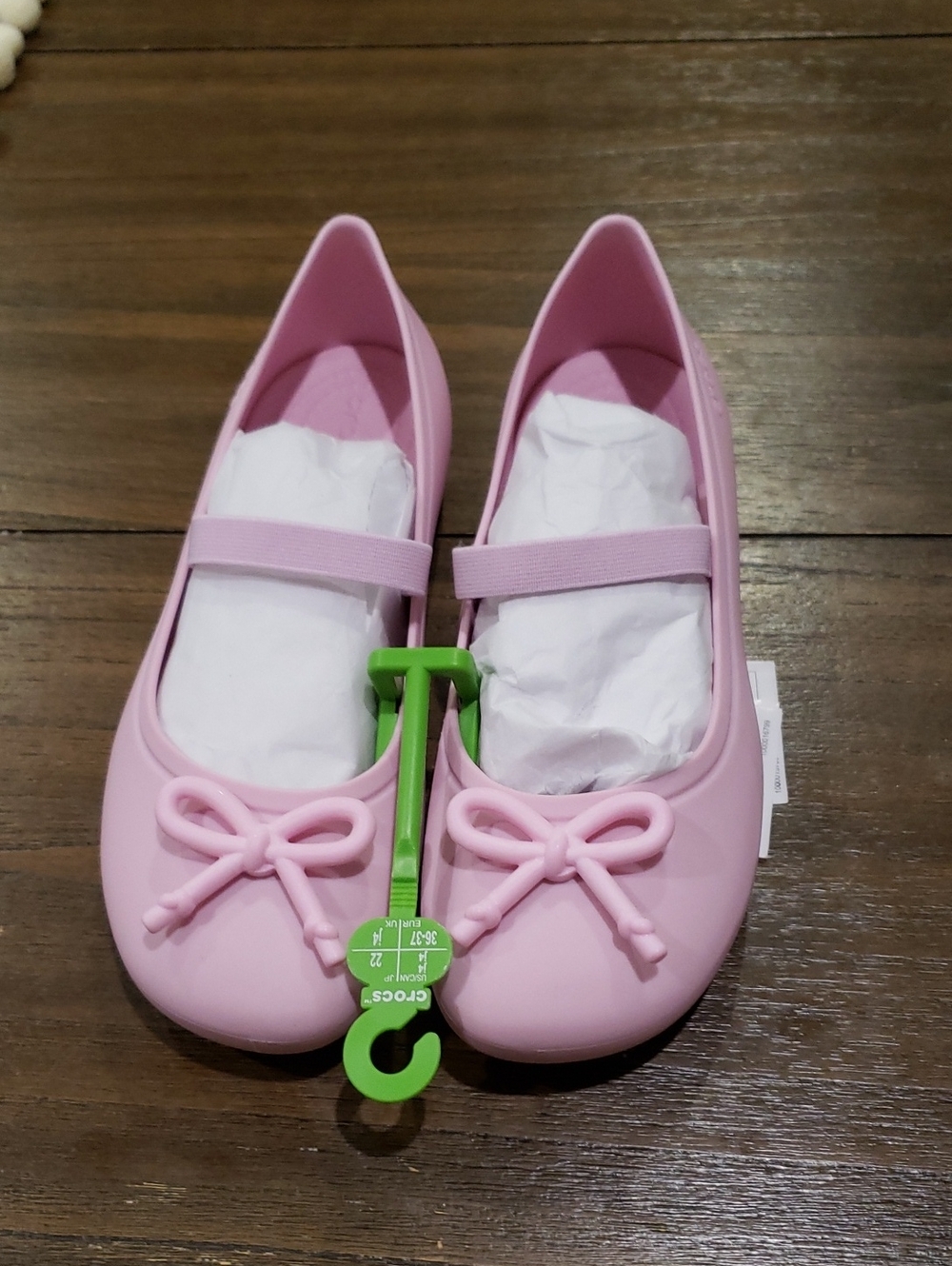 CROCS Kids Pink Mary Jane Ballet Flats with Bow